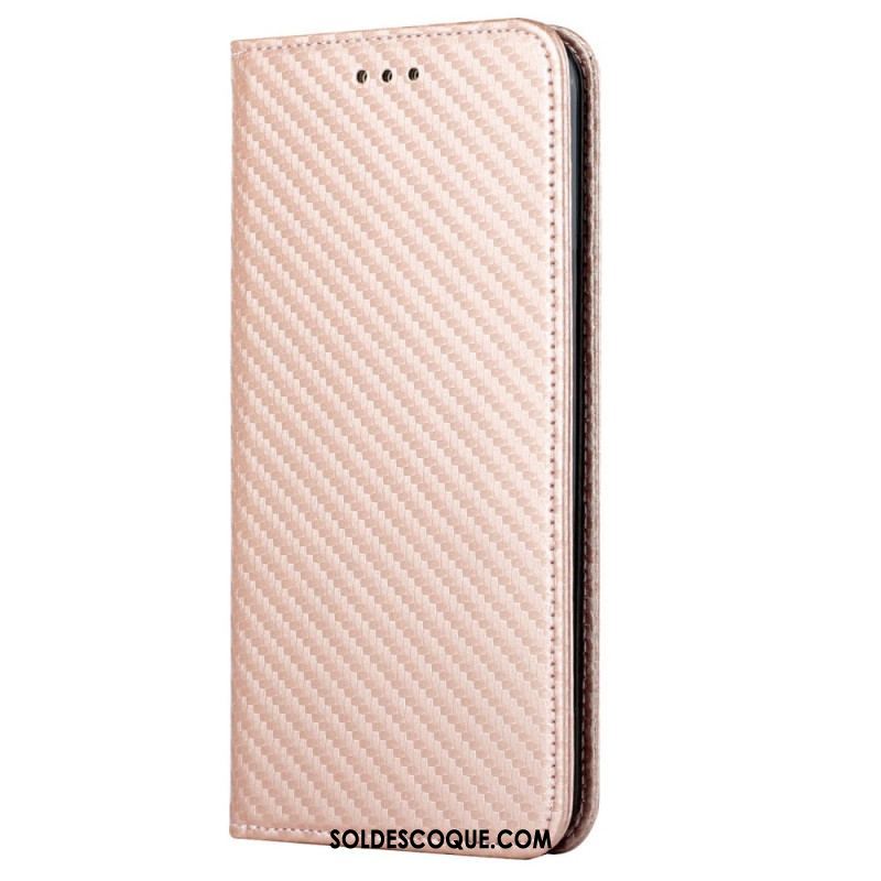 Flip Cover Samsung Galaxy S23 5G Style Fibre Carbone à Lanière