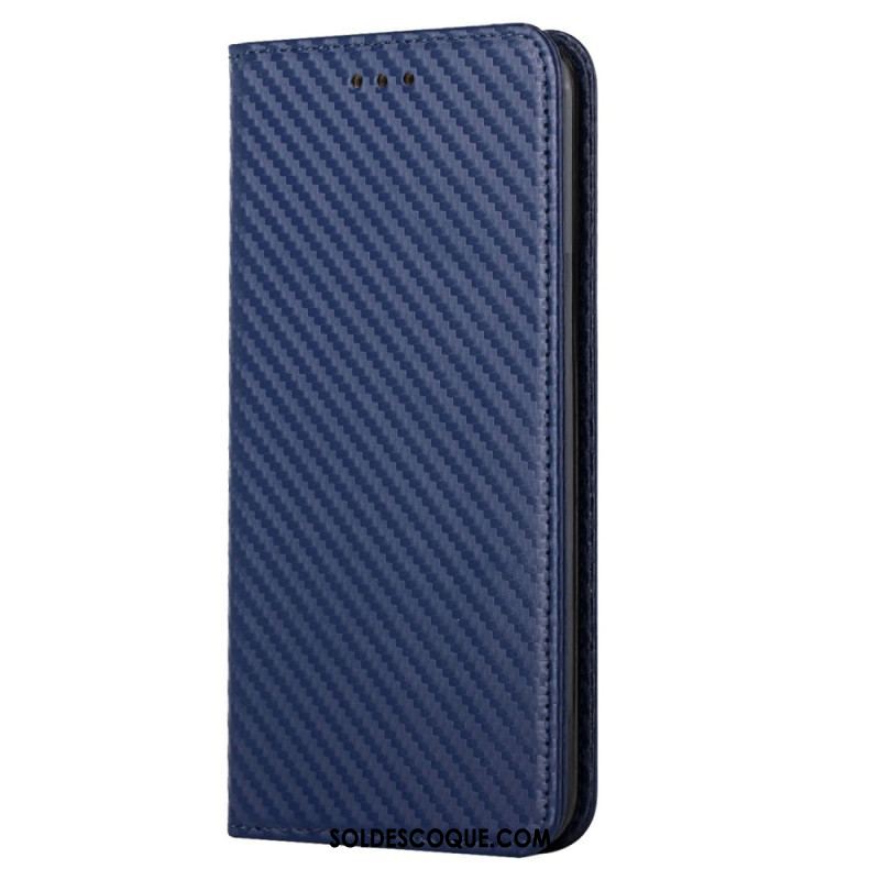 Flip Cover Samsung Galaxy S23 5G Style Fibre Carbone à Lanière