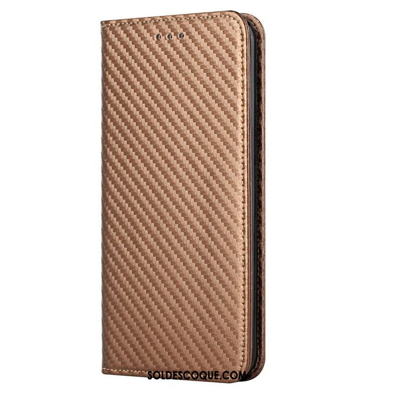 Flip Cover Samsung Galaxy S23 Plus 5G Style Fibre Carbone à Lanière