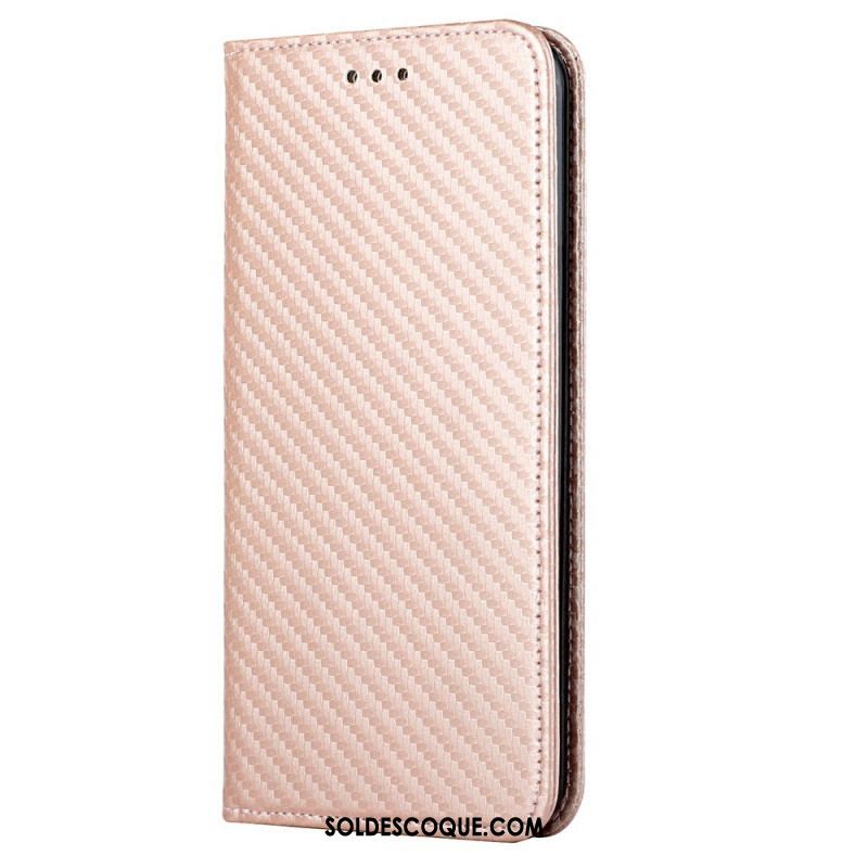 Flip Cover Samsung Galaxy S23 Plus 5G Style Fibre Carbone à Lanière