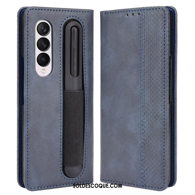 Flip Cover Samsung Galaxy Z Fold 4 Rétro Rangment à Stylet