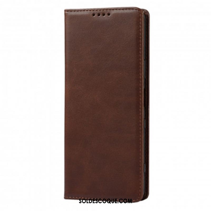 Flip Cover Sony Xperia 1 III Cuir Véritable Classique