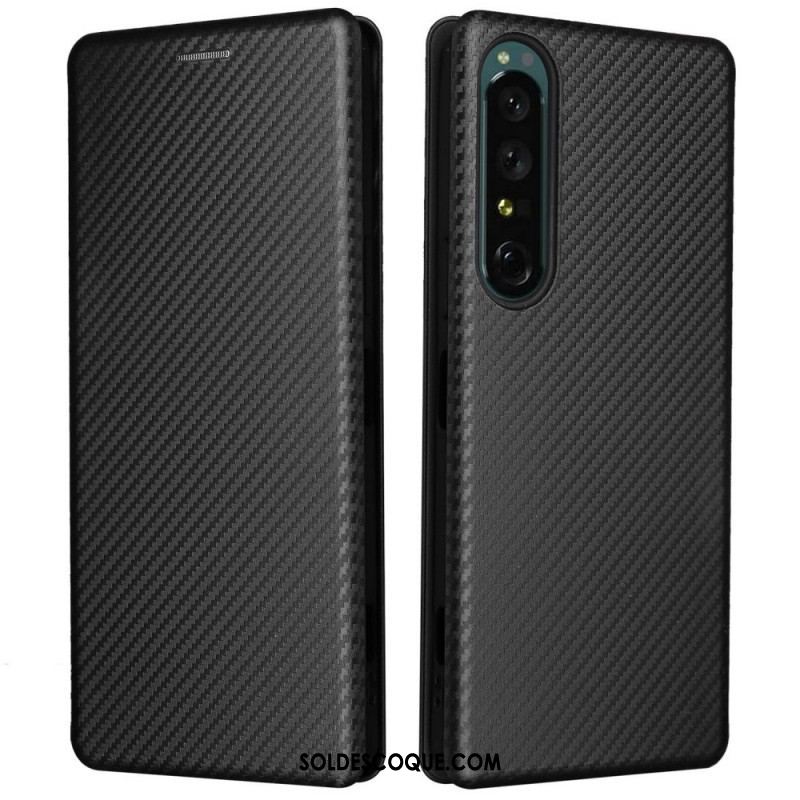 Flip Cover Sony Xperia 1 IV Texture Fibre Carbone