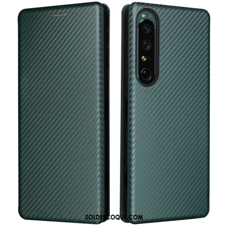 Flip Cover Sony Xperia 1 IV Texture Fibre Carbone