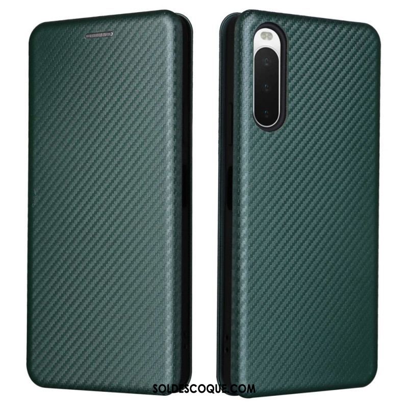 Flip Cover Sony Xperia 10 IV Texture Fibre Carbone