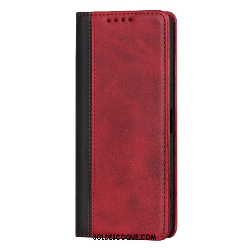 Flip Cover Sony Xperia 5 IV Bicolore Effet Cuir