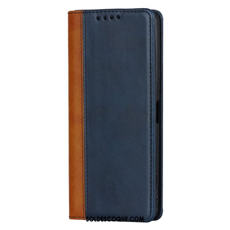 Flip Cover Sony Xperia 5 IV Bicolore Effet Cuir