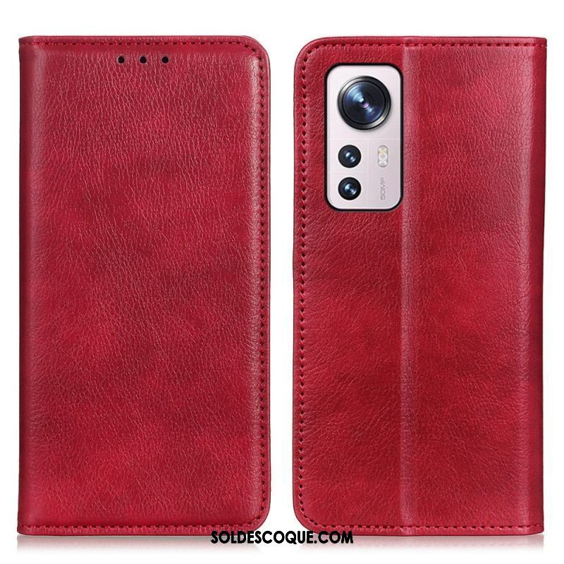 Flip Cover  Xiaomi 12 / 12X Cuir Litchi Fendu Texture