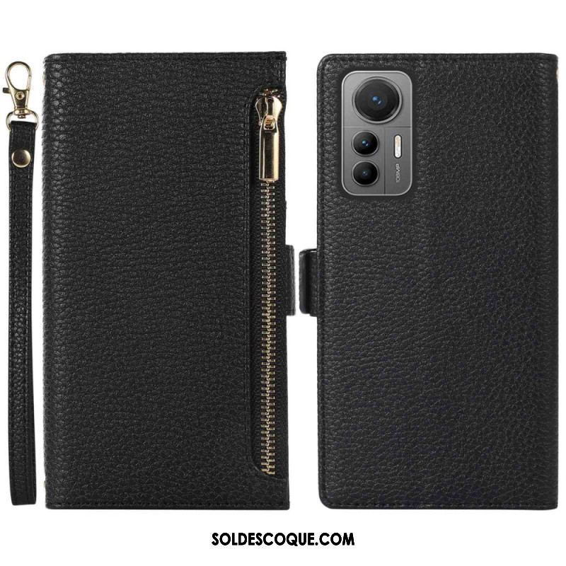 Flip Cover Xiaomi 12 Lite Pochette Frontale et Lanière