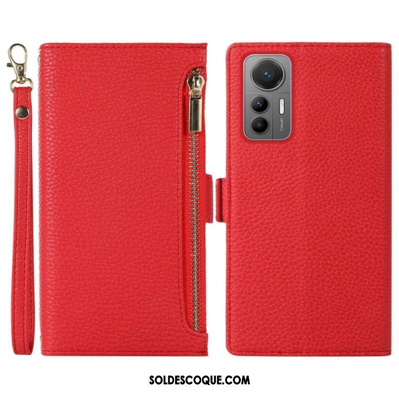 Flip Cover Xiaomi 12 Lite Pochette Frontale et Lanière