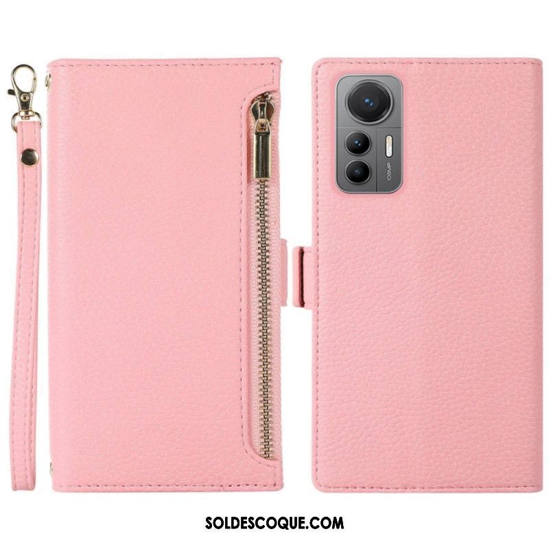 Flip Cover Xiaomi 12 Lite Pochette Frontale et Lanière