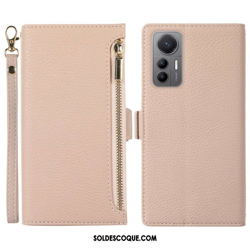 Flip Cover Xiaomi 12 Lite Pochette Frontale et Lanière