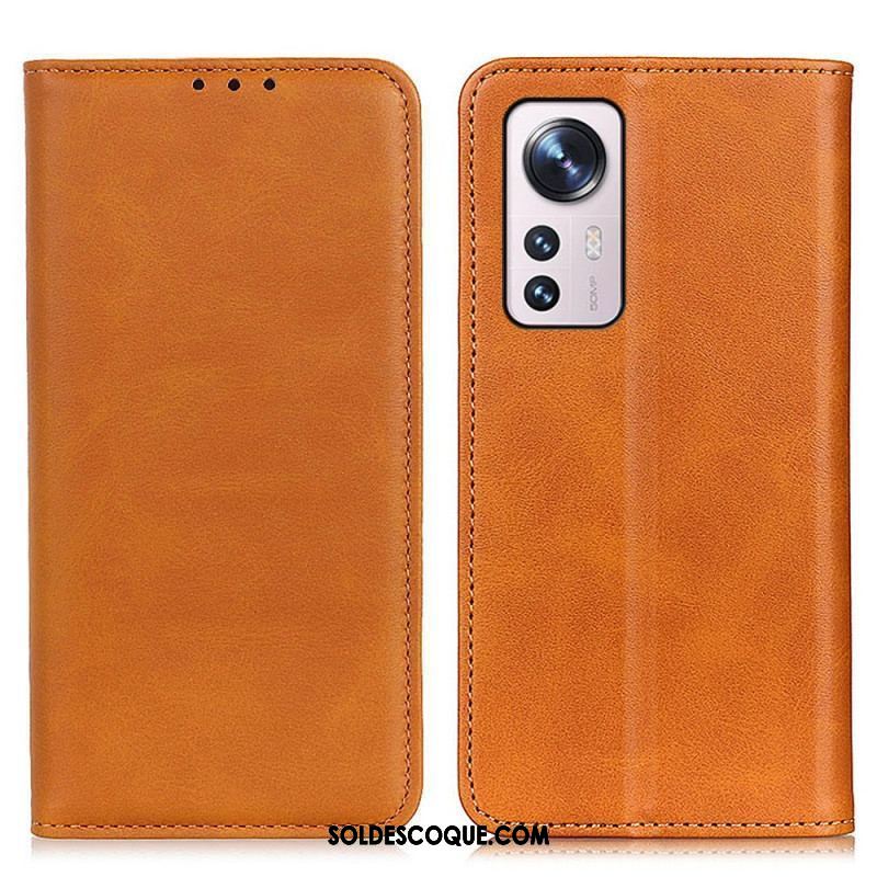 Flip Cover Xiaomi 12 Pro Cuir Fendu Élégance