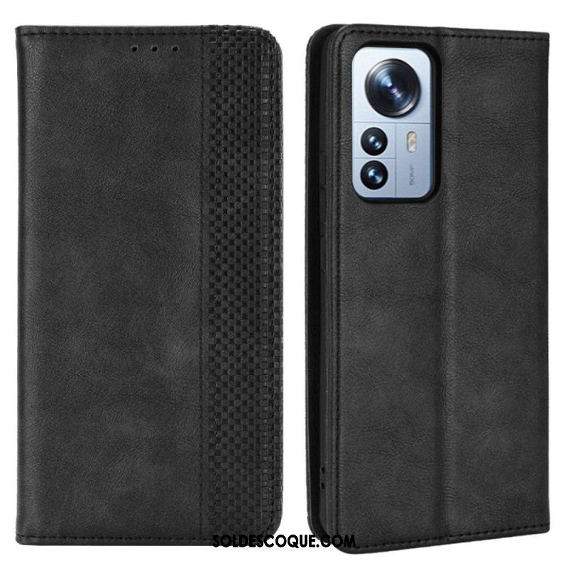 Flip Cover Xiaomi 12 Pro Effet Cuir Vintage Stylisé