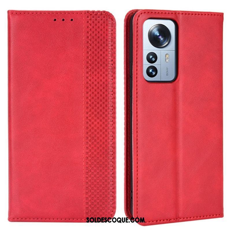 Flip Cover Xiaomi 12 Pro Effet Cuir Vintage Stylisé