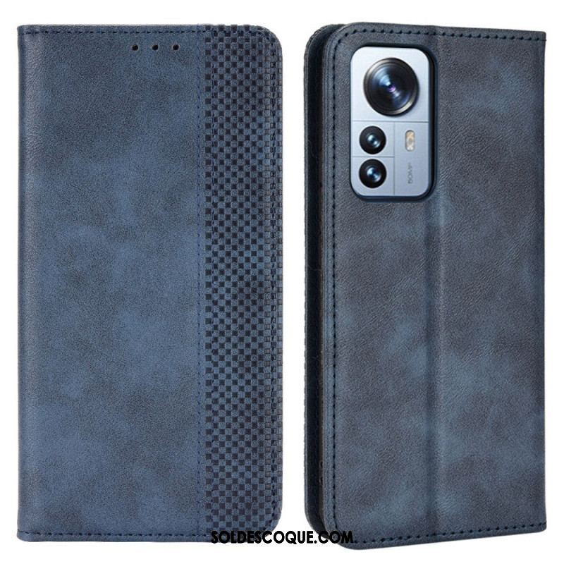 Flip Cover Xiaomi 12 Pro Effet Cuir Vintage Stylisé