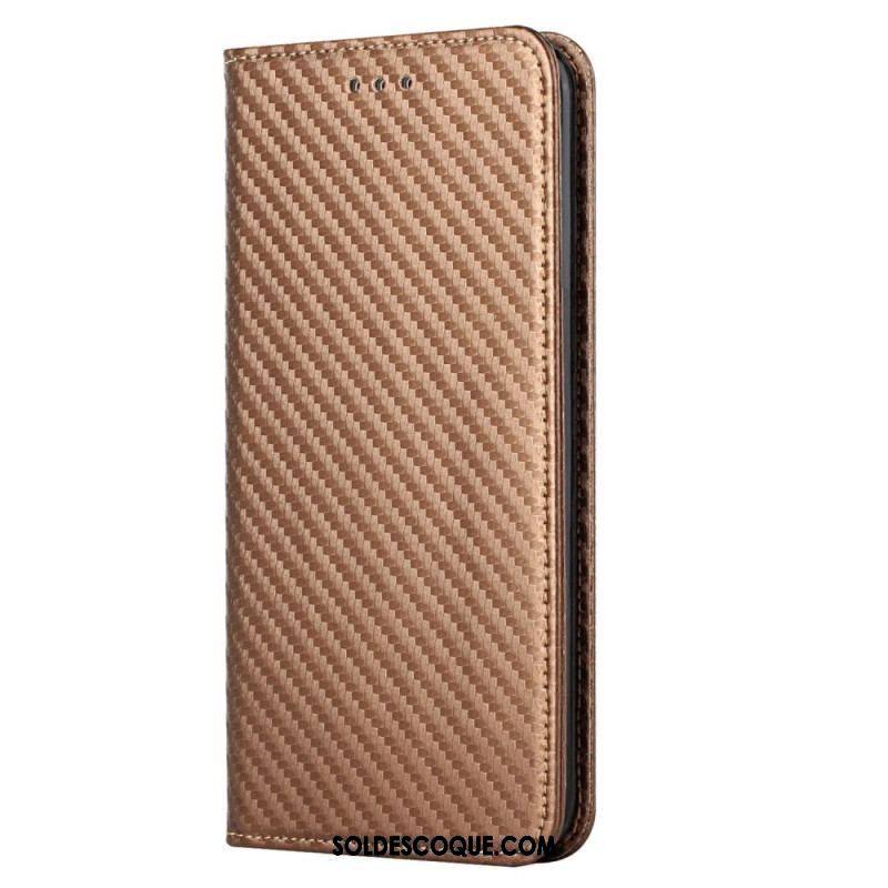 Flip Cover Xiaomi 12T / 12T Pro Fibre Carbone avec Lanière