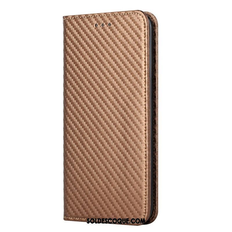 Flip Cover Xiaomi Redmi Note 10 Pro Fibre Carbone à Lanière