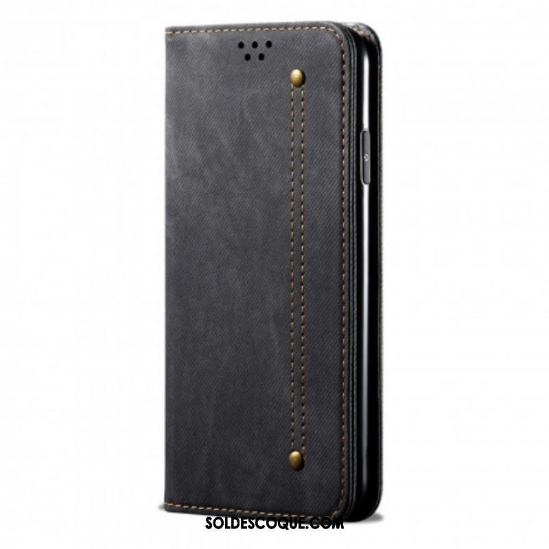 Flip Cover Xiaomi Redmi Note 10 Pro Tissu Jeans