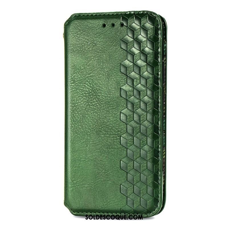 Flip Cover iPhone 13 Mini Effet Cuir Texture Diamant