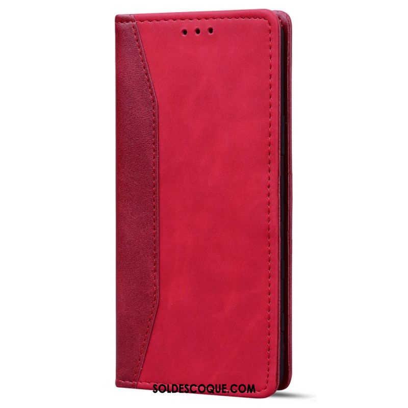 Flip Cover iPhone 14 Effet Cuir Business Bicolore