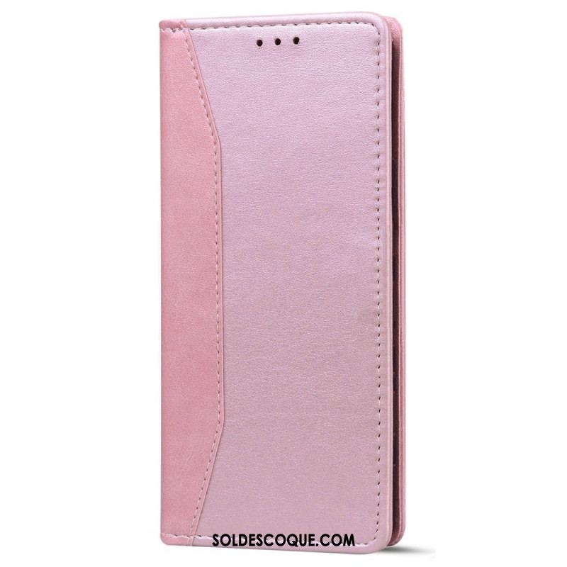 Flip Cover iPhone 14 Effet Cuir Business Bicolore