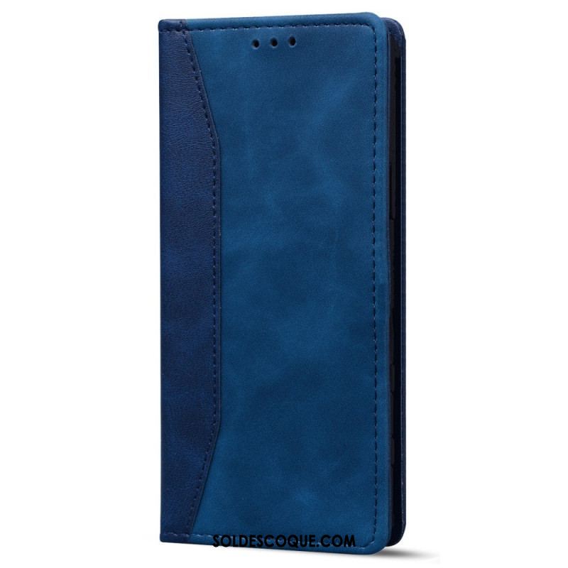 Flip Cover iPhone 14 Effet Cuir Business Bicolore