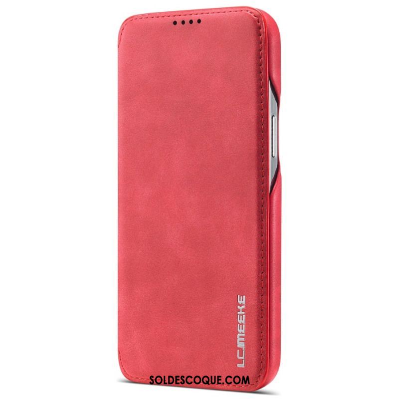 Flip Cover iPhone 14 LC.IMEEKE Effet Cuir