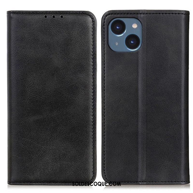 Flip Cover iPhone 14 Plus Cuir Fendu Mat