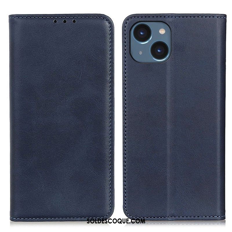 Flip Cover iPhone 14 Plus Cuir Fendu Mat