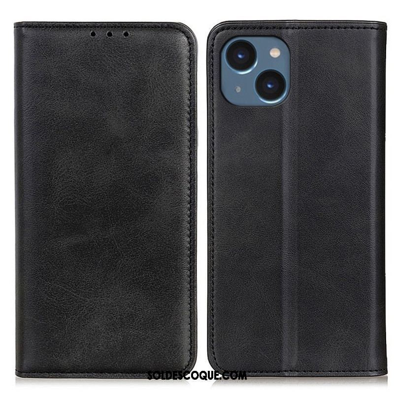 Flip Cover iPhone 14 Plus Cuir Fendu Mat