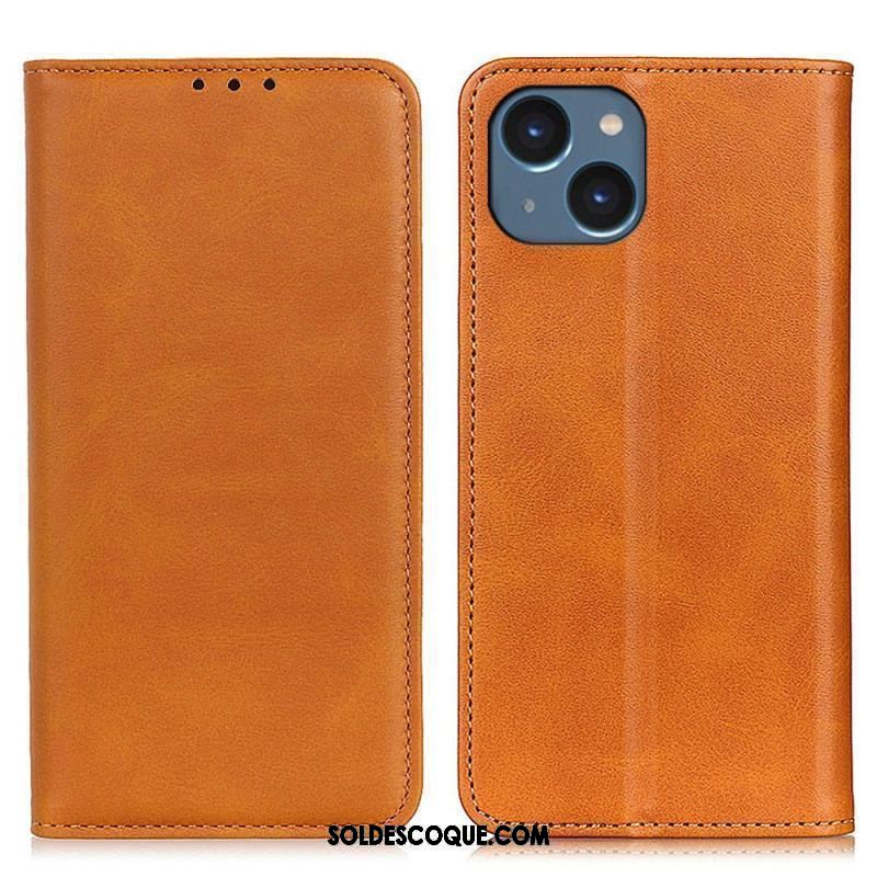 Flip Cover iPhone 14 Plus Cuir Fendu Mat