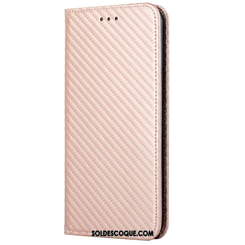 Flip Cover iPhone 14 Plus Fibre Carbone avec Lanière