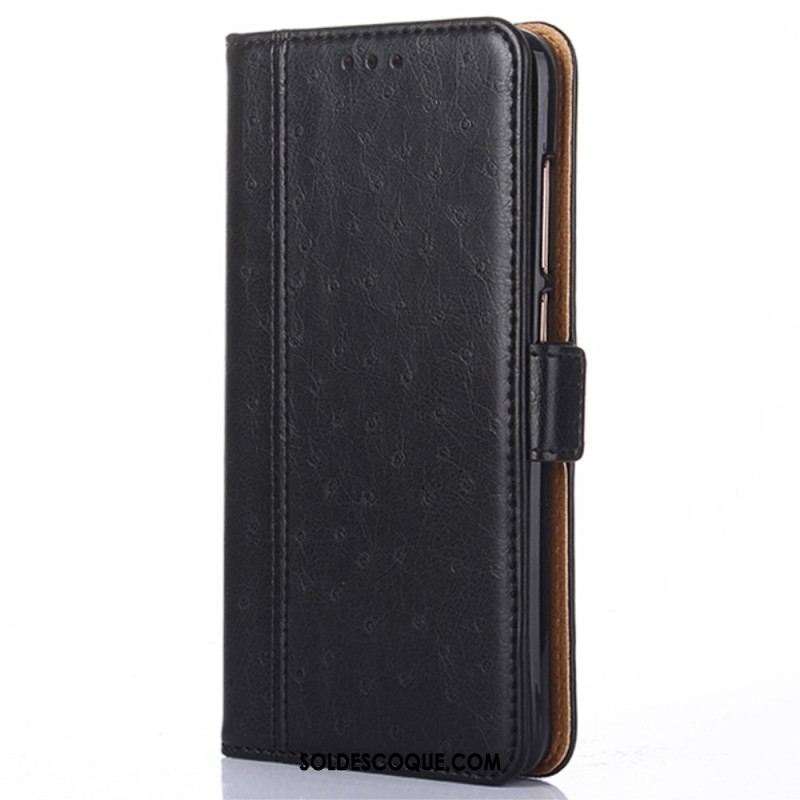 Flip Cover iPhone 14 Plus Style Cuir Autruche