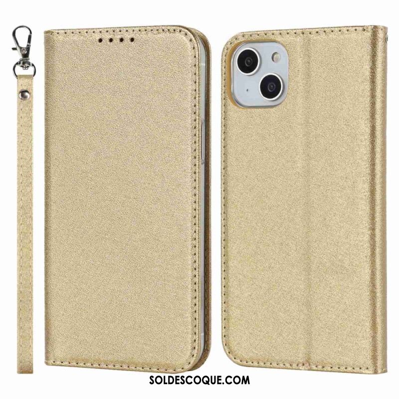 Flip Cover iPhone 14 Plus Style Cuir Douceur avec Lanière