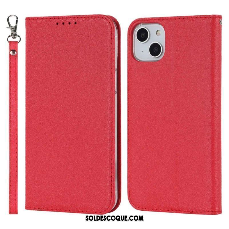 Flip Cover iPhone 14 Plus Style Cuir Douceur avec Lanière