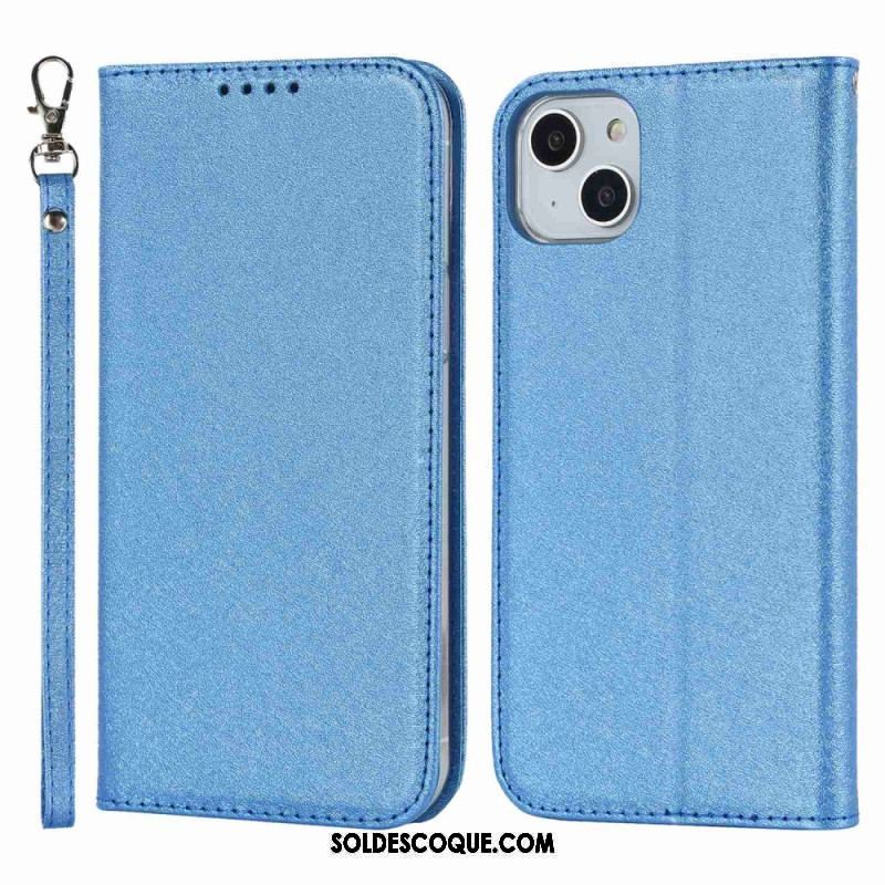 Flip Cover iPhone 14 Plus Style Cuir Douceur avec Lanière