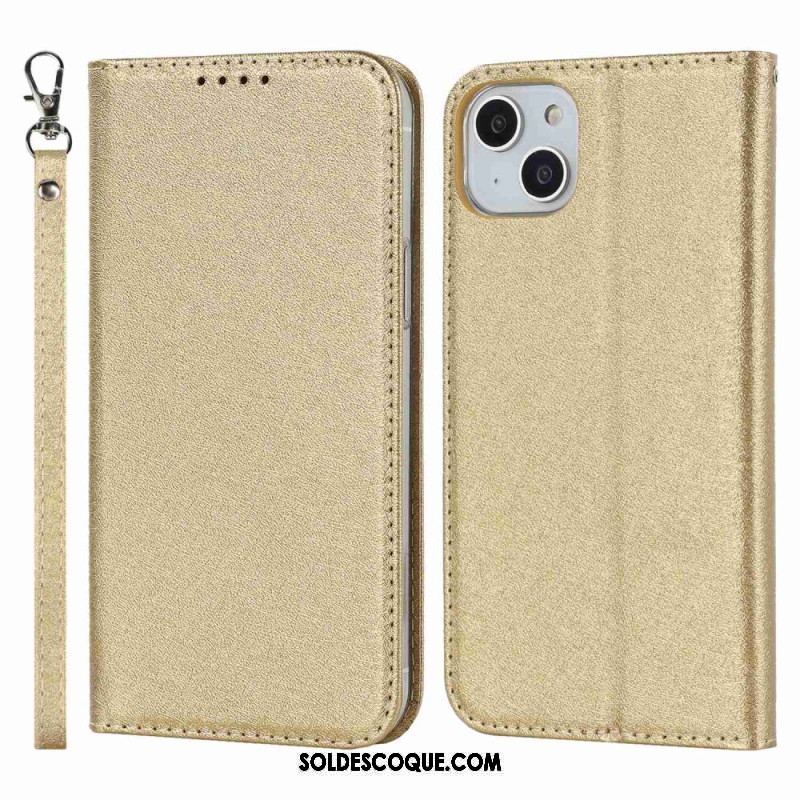 Flip Cover iPhone 14 Plus Style Cuir Douceur avec Lanière