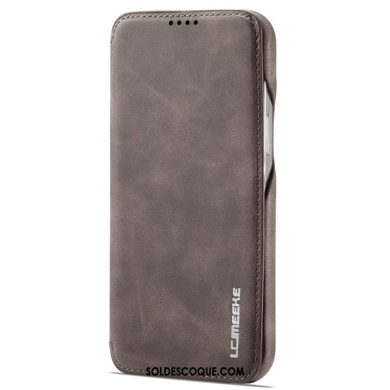 Flip Cover iPhone 14 Pro Max LC.IMEEKE Effet Cuir