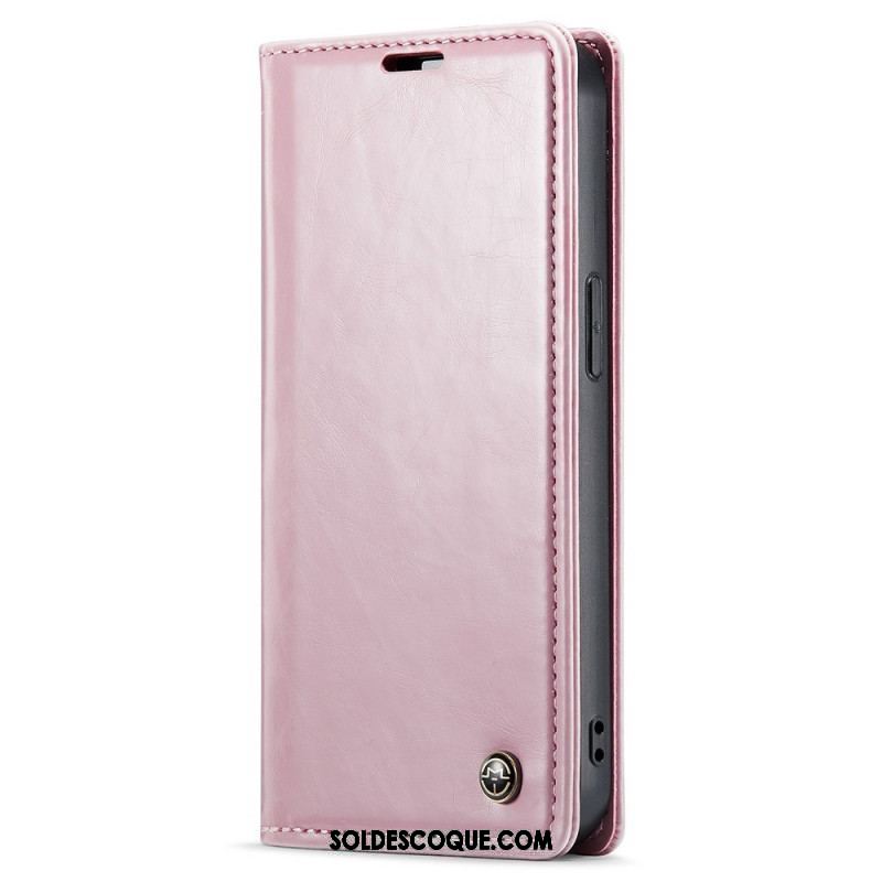 Flip Cover iPhone 15 Plus Simili Cuir Ciré CASEME