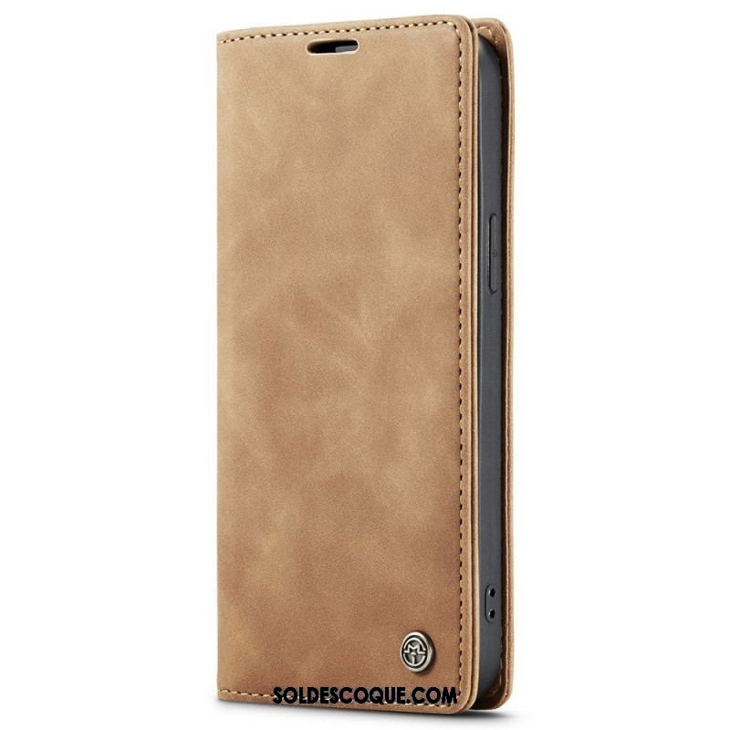 Flip Cover iPhone 15 Simili Cuir Vintage CASEME