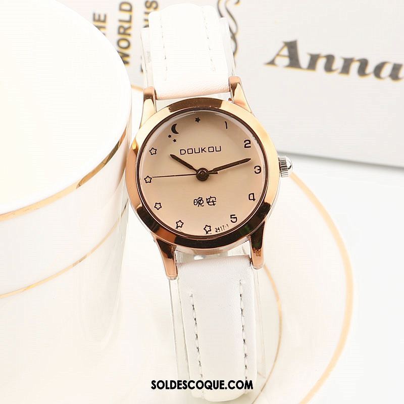 Gant Femme Blanc Simple Tendance Étudiant Montre À Quartz En Vente