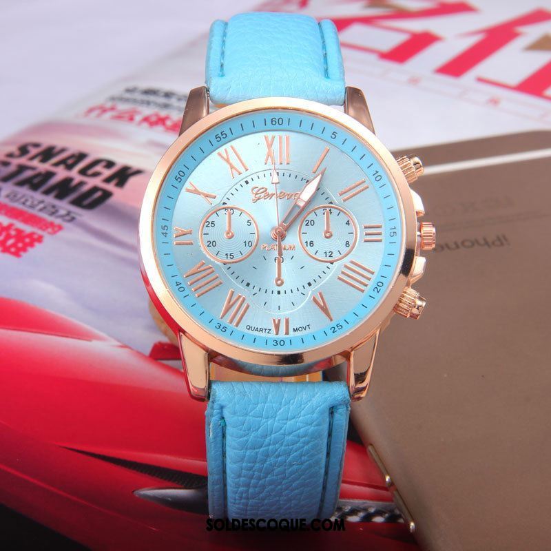 Gant Femme Bleu Montre À Quartz Rose Montre À Bracelet Tendance Pas Cher