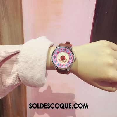 Gant Femme Loisir Rose Dessin Animé Petit Montre À Bracelet Soldes