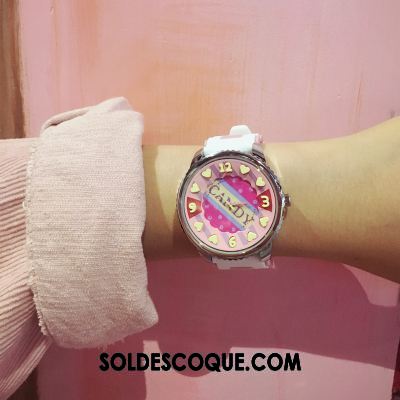 Gant Femme Loisir Rose Dessin Animé Petit Montre À Bracelet Soldes