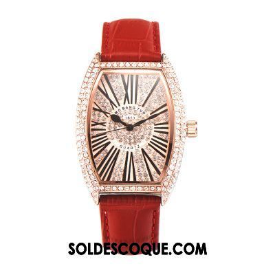 Gant Femme Montre À Bracelet Amoureux Tendance Carré Rouge Soldes