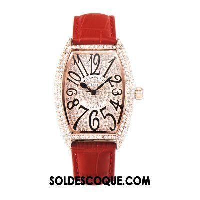 Gant Femme Montre À Bracelet Amoureux Tendance Carré Rouge Soldes