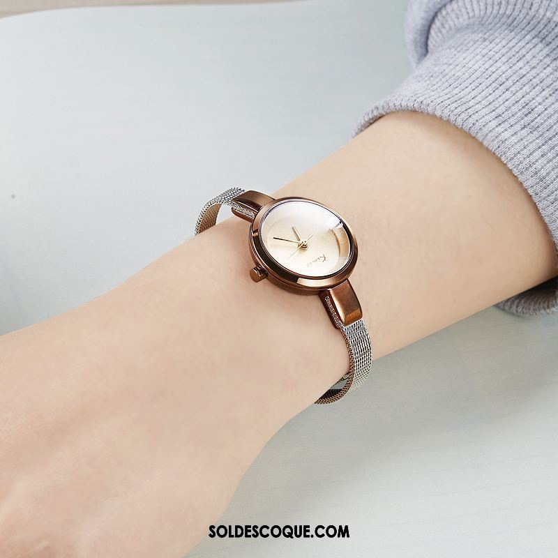 Gant Femme Montre À Bracelet Tendance Métal Généreuse Frais Pas Cher