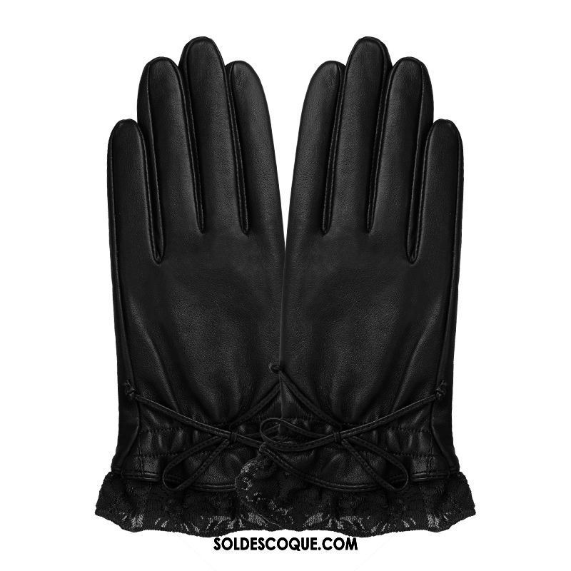 Gant Femme Noir Dentelle Section Mince Arc Élasticité Pas Cher