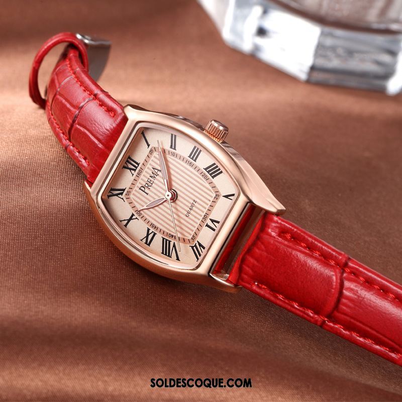 Gant Femme Rouge Atmosphère Montre À Bracelet Carré Mode Pas Cher